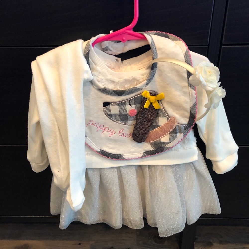 White & Silver Sparkle Dress / Ensemble